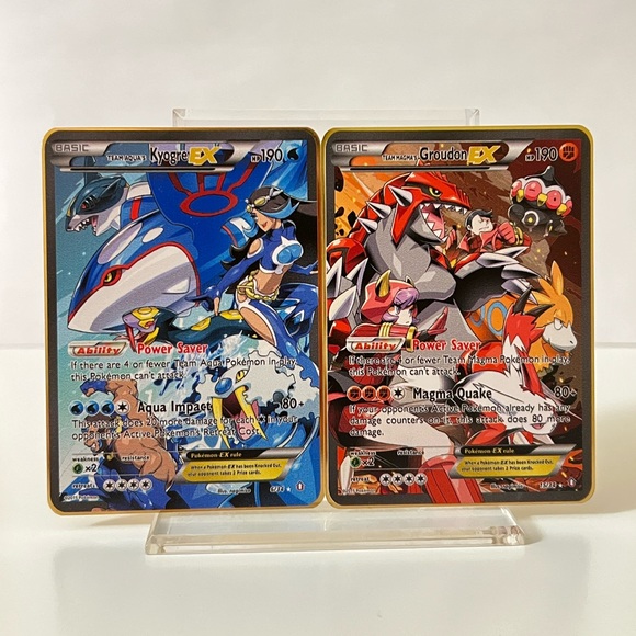 “2” Pokemon Team Kyogre EX 6/34 & Groudon EX 15/34 METAL GOLD CARDS Gift/Fan Art - Picture 1 of 4